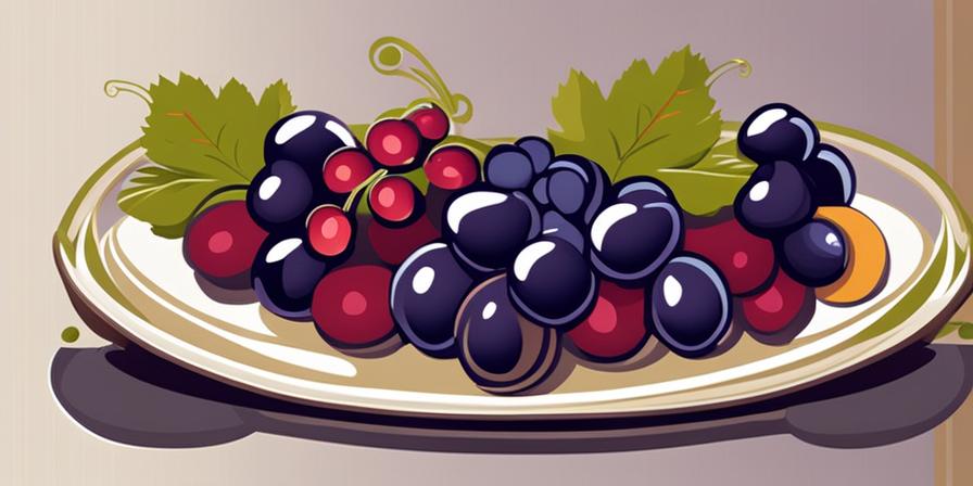 Bandeja de canapés con uvas frescas y coloridas para comunión