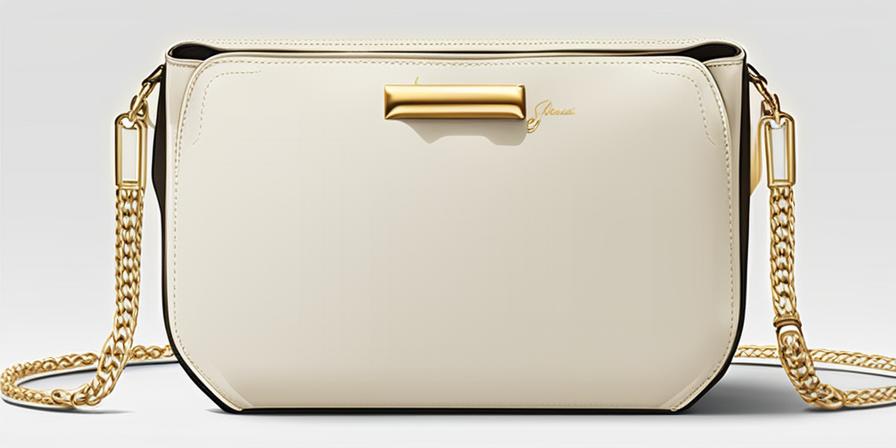 Bolsa blanca de moda con lazo dorado y diseño minimalista