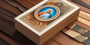Cajas personalizadas con motivos religiosos y delicados detalles