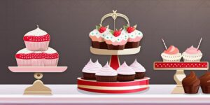 Deliciosos cupcakes y chocolates elegantes en una hermosa mesa