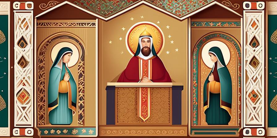 Caja de cartón decorada con imágenes religiosas y motivos festivos