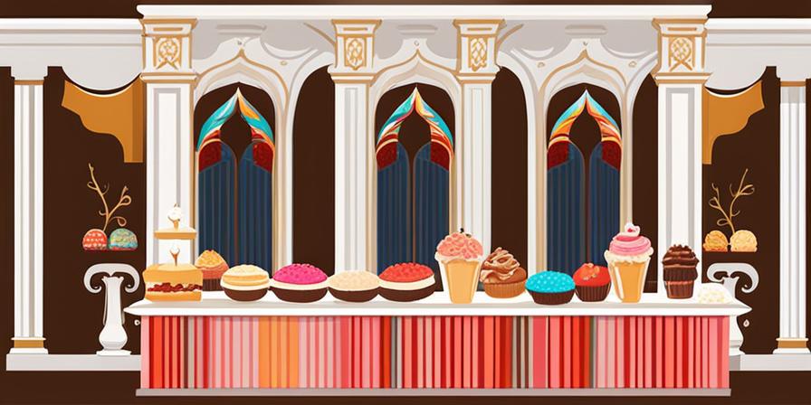 Mesa de dulces con temática religiosa