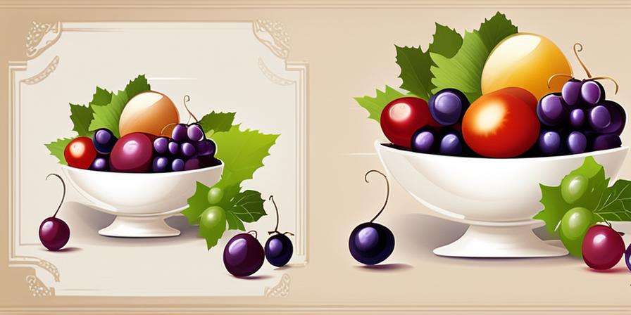 Ensaladas coloridas con uvas y decoración festiva