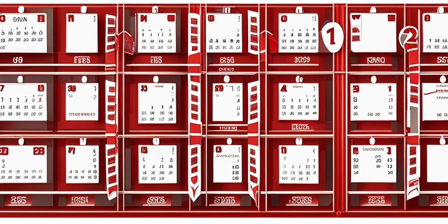 Calendario con fechas importantes resaltadas en rojo