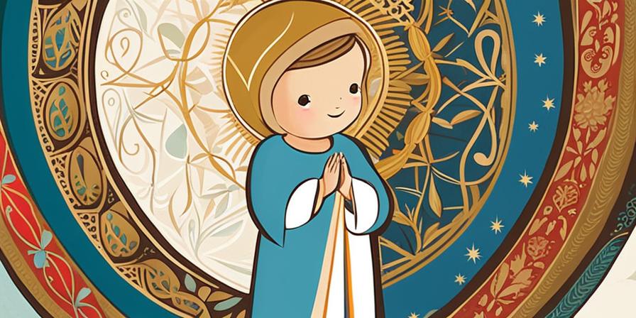 Niño con globo y Virgen Mary