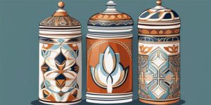 Jarra de porcelana con símbolos religiosos