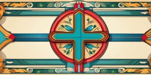 Marcapáginas con cruz y mensaje religioso en papel colorido