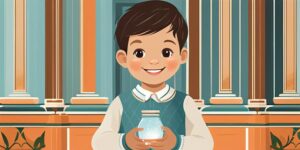 Niño feliz con jarra personalizada