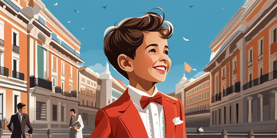 Niño sonriente en traje de comunión en Madrid