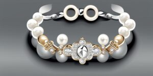 Pulsera plata con cruz delicada y perlas blancas