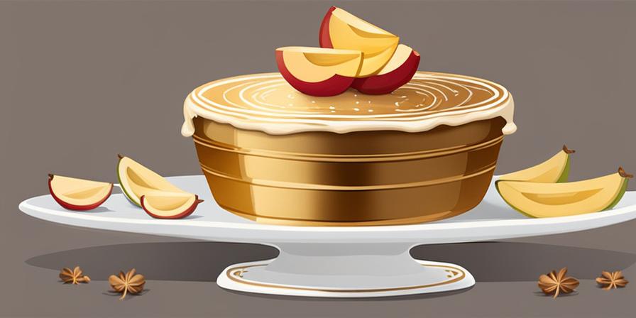 Tarta de manzana dorada con adornos religiosos