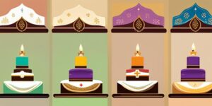 Tarta de comunión con diseño religioso y colores festivos