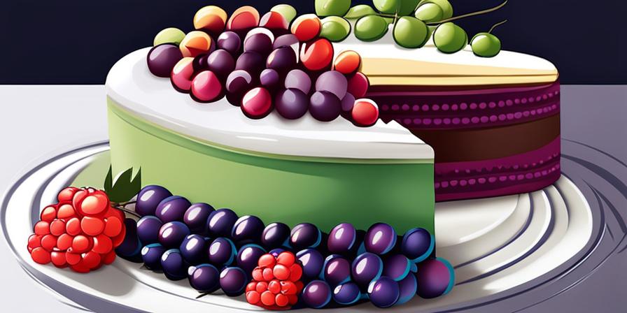 Tarta de uvas frescas y coloridas